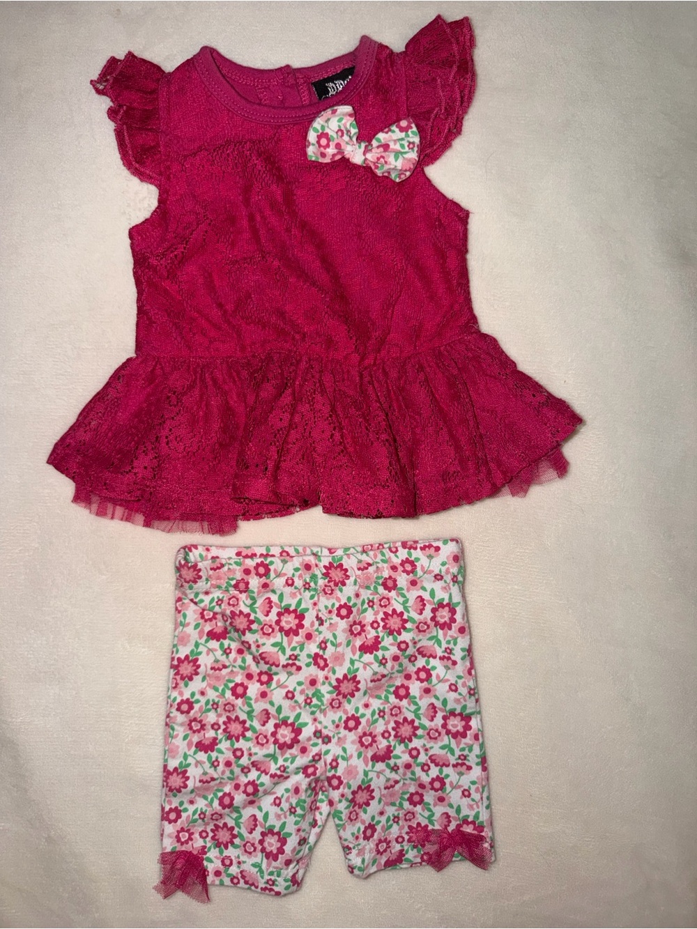Darling Bright Pink Peplum Top with Matching Floral Shorts